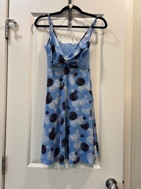 La Vie En Rose Light Blue & Navy Floral Slip Dress